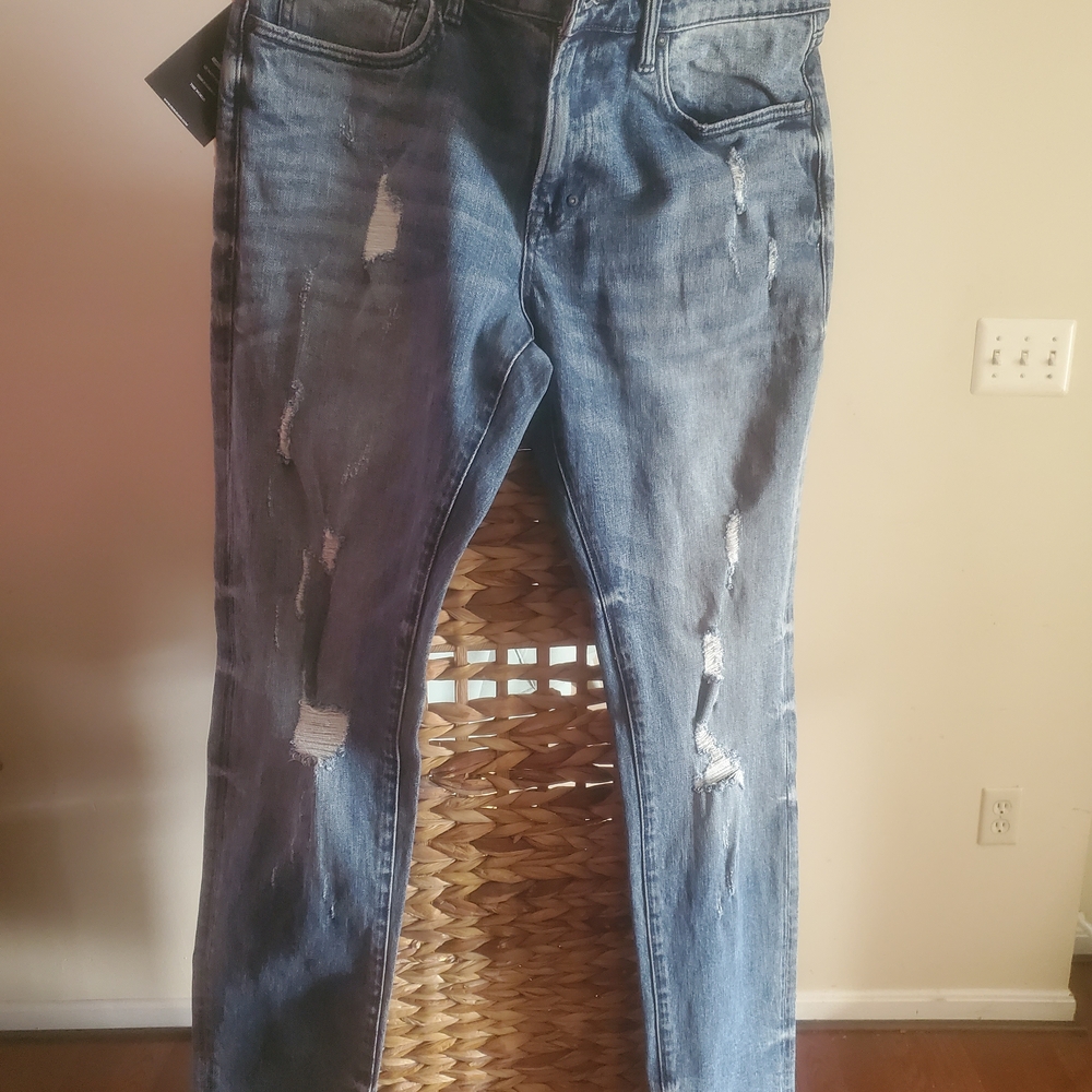 PRPS Men's Blue Distressed Straight Jeans